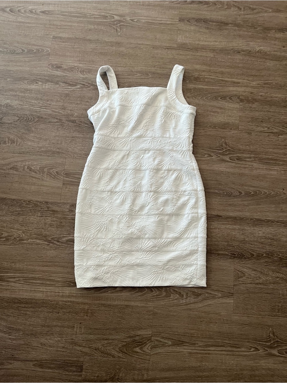 Tommy Hilfiger Textured Sheath Dress Womens Size 12 Ivory Jacquard Square Neck